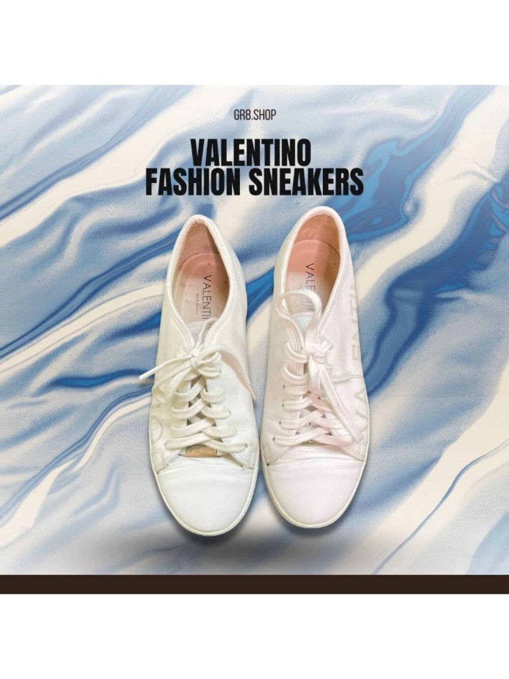 Valentino Women's Size 9 Leather Low-Top Sneakers White  Italy Casual & Stylish